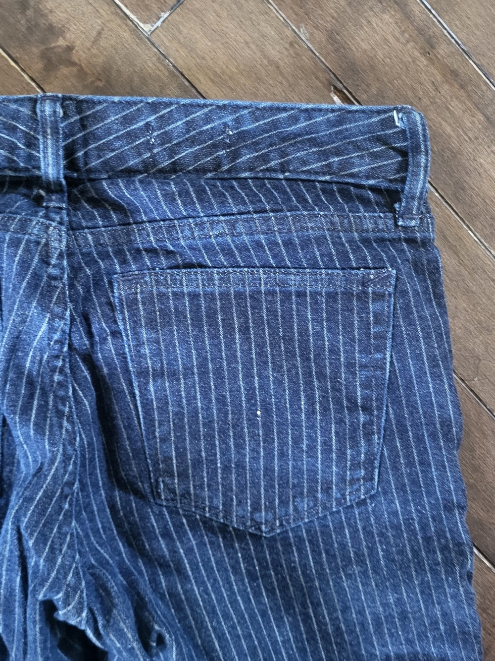 Striped Indigo Denim Jeans - Back Pocket Detail